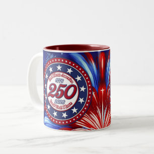 God Bless America Land That I Love Graphic RWB Two-Tone Coffee Mug