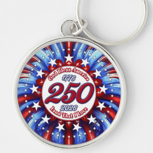 God Bless America Land That I Love Graphic White Key Ring