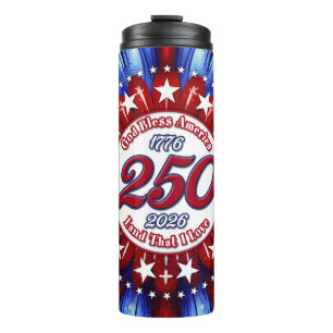 God Bless America Land That I Love Graphic White Thermal Tumbler