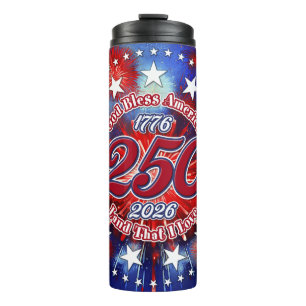 God Bless America Land That I Love GraphicFirework Thermal Tumbler