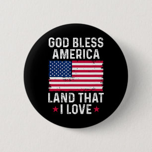 God Bless America Land That I Love Vintage Patriot 6 Cm Round Badge