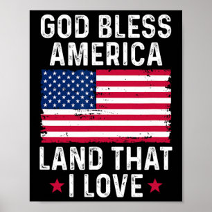 God Bless America Land That I Love Vintage Patriot Poster