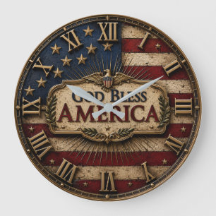 God Bless America Large Clock
