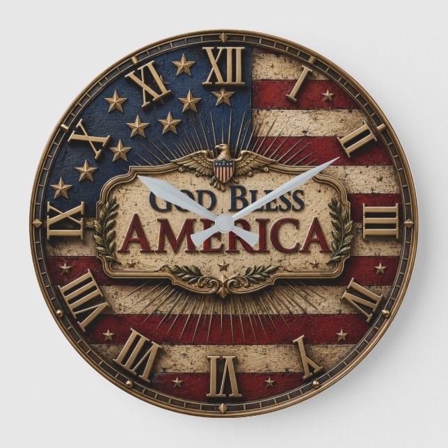 God Bless America Large Clock (Front)