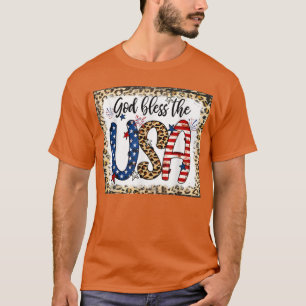 God Bless America Leopard Christian 4th Of July Pa T-Shirt