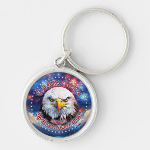 God Bless America My Home Brown Eagle Fireworks M Key Ring