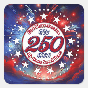 God Bless America My Home Sweet Home Graphic Fir W Square Sticker
