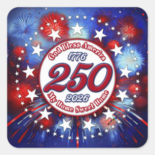 God Bless America My Home Sweet Home Graphic FireW Square Sticker