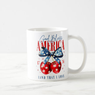 God Bless America Patriotic Cherries 4th July Usa Coffee Mug