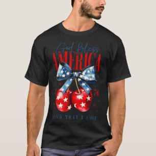 God Bless America Patriotic Cherries 4th July Usa T-Shirt