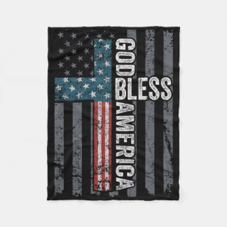 God Bless America - Patriotic Christian Cross Usa  Fleece Blanket