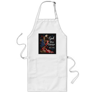 God Bless America Patriotic Cross Long Apron
