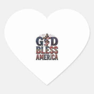 God Bless America Patriotic Cross Vintage Shirt_1 Heart Sticker