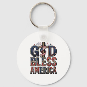 God Bless America Patriotic Cross Vintage Shirt_1 Key Ring