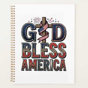 God Bless America Patriotic Cross Vintage Shirt_1 Planner