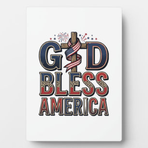 God Bless America Patriotic Cross Vintage Shirt_1 Plaque
