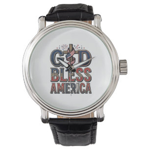 God Bless America Patriotic Cross Vintage Shirt_1 Watch