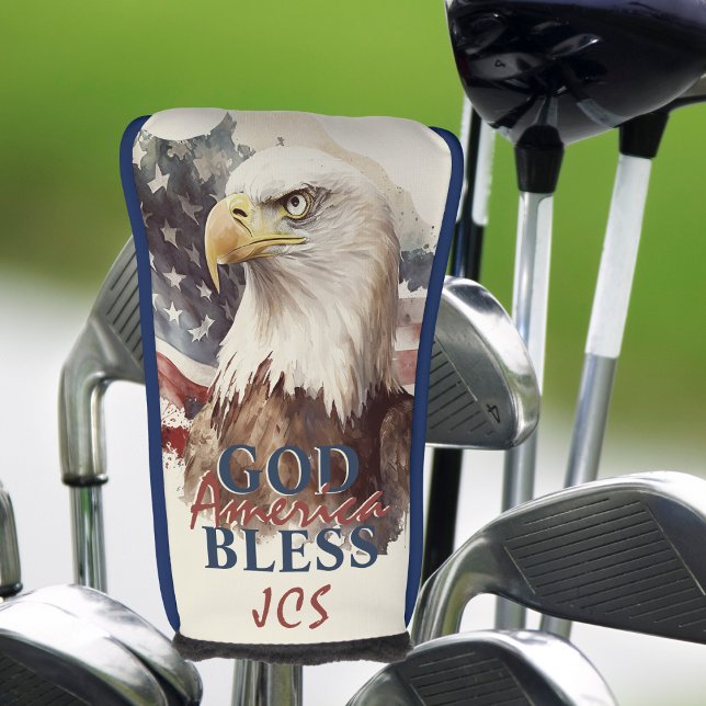 God Bless America Patriotic Eagle Custom Initials Golf Head Cover (Creator Uploaded)
