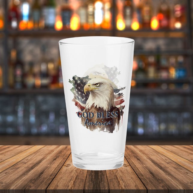 God Bless America Patriotic Eagle Watercolor Glass (Creator Uploaded)