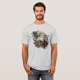 God Bless America Patriotic Eagle Watercolor T-Shirt