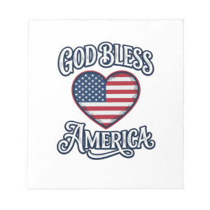 God Bless America Patriotic Heart Shirt Design_1 Notepad
