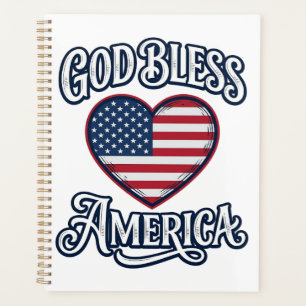 God Bless America Patriotic Heart Shirt Design_1 Planner