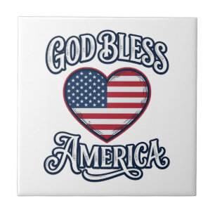 God Bless America Patriotic Heart Shirt Design_1 Tile
