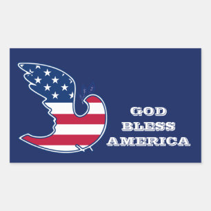 God Bless America. Patriotic Peace Dove Rectangular Sticker
