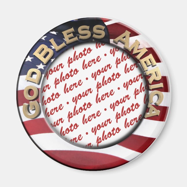 God Bless America Patriotic Photo Frame Magnet (Front)