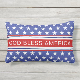 God Bless America Patriotic Red White and Blue Lumbar Cushion