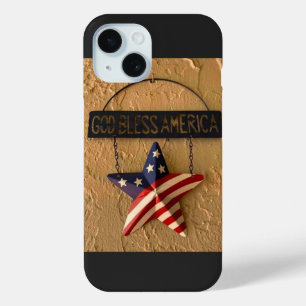 God Bless America Patriotic Star Metal Sign - 4th iPhone 15 Case