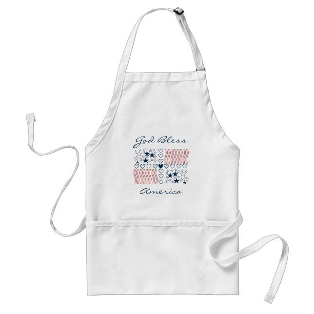 God Bless America Patriotic Stars Stripes Hearts Standard Apron (Front)