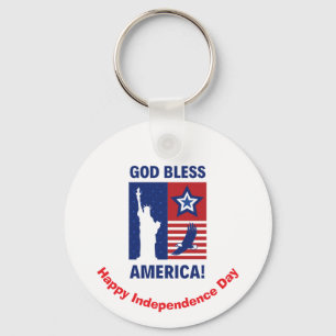 "God Bless America" Patriotic Symbols Custom Key Ring