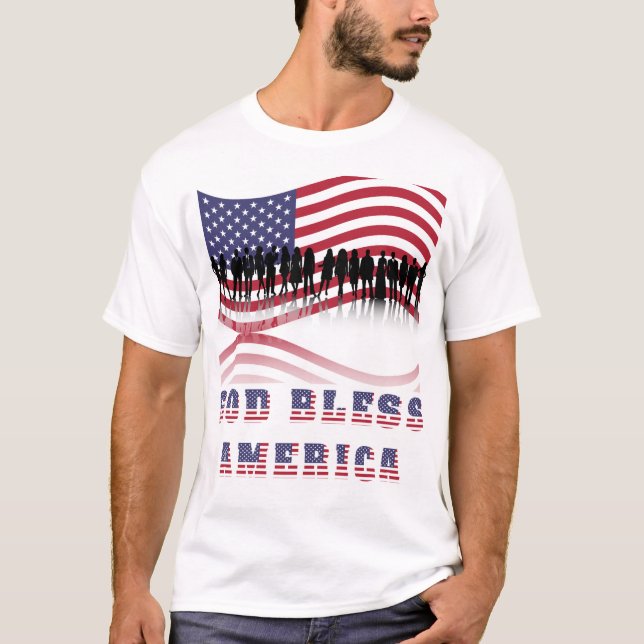 God Bless America" Patriotic T-Shirt (Front)