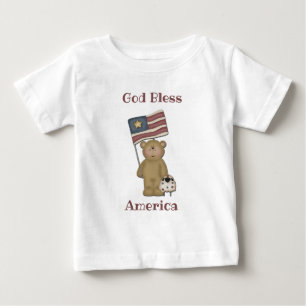 God Bless America  - Patriotic Teddy Bear Baby T-Shirt