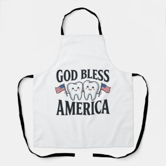 God Bless America Patriotic Tooth Vector Design_1 Apron
