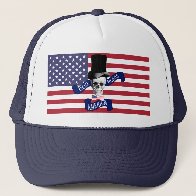 God bless America patriotic Trucker Hat (Front)