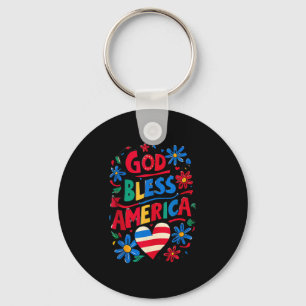 God Bless America Patriotic Usa Flag Christian 4th Key Ring