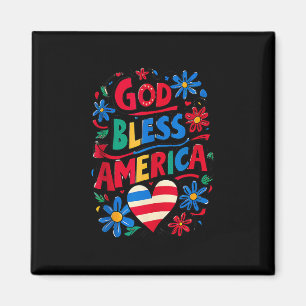 God Bless America Patriotic Usa Flag Christian 4th Magnet