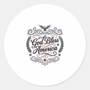 God Bless America Patriotic Vintage Eagle T-Shirt Classic Round Sticker