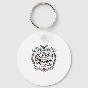 God Bless America Patriotic Vintage Eagle T-Shirt Key Ring