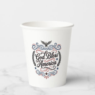 God Bless America Patriotic Vintage Eagle T-Shirt Paper Cups