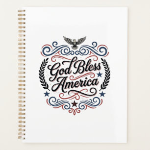 God Bless America Patriotic Vintage Eagle T-Shirt Planner