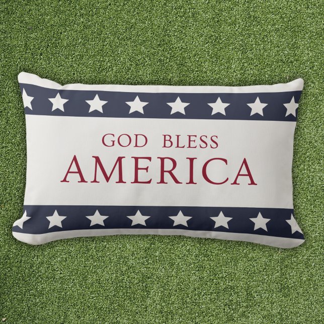 God Bless America Patriotic White and Blue Lumbar Cushion (Creator Uploaded)