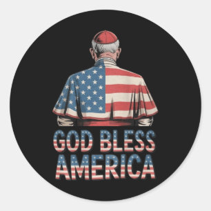 God Bless America Pope Leo Xiv (on Back) Classic Round Sticker