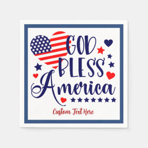 God Bless America Quote American Heart Flag Napkin