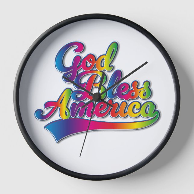 God Bless America Rainbow logo Clock (Front)
