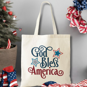 God Bless America Red White and Blue Patriotic Tote Bag