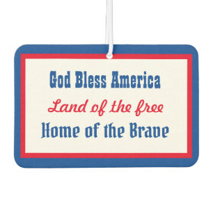 God Bless America Retro Patriotic Red Blue White  Car Air Freshener
