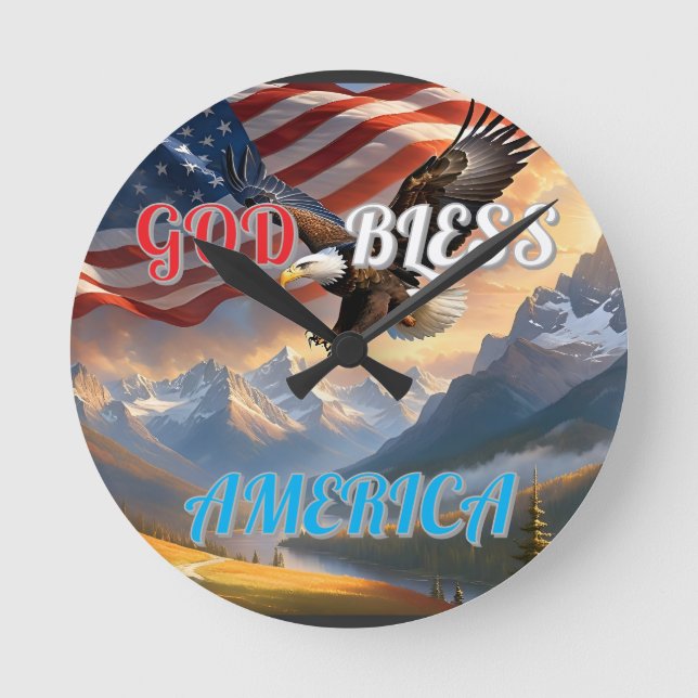 GOD BLESS AMERICA ROUND CLOCK (Front)
